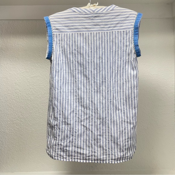 J.Crew boho Sunburst embroidered sleeveless Striped top Sz 00 - Picture 6 of 8